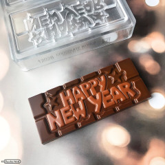 CW12026 Полікарбонатна форма для шоколаду Happy New Year 118 х 50 х 8 мм