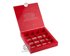 Коробка для 16 конфет 18,5 х 18,5 х 3 см Венок красный