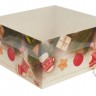 Коробка 16 х 16 х 8 см с прозрачной крышкой новогодний Венок