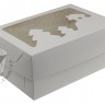 Коробка для 6 кексов с окном Новогодняя Белая 25 х 17 х 9 см