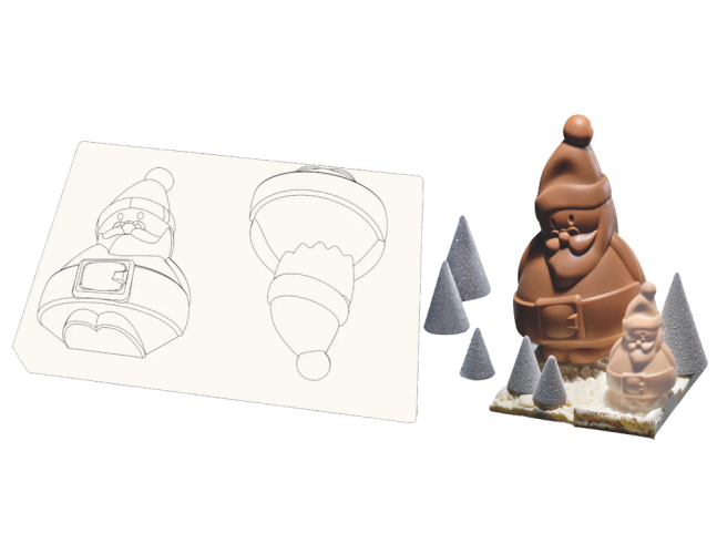Valrhona 12394 пластиковая форма для шоколада Санта Клаус, 70 мм