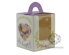 Коробка для 1 кекса 8,2 х 8,2 х 10 см Птичка в гнездышке