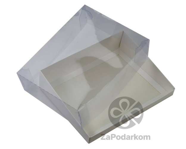 Коробка 20 х 15 х 5 см с прозрачной крышкой Белая