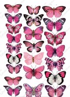 Вафельная картинка Бабочки ярко-розовые