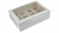 Коробка для 12 кексов с окном Белая 35,5 х 25,5 х 10 см