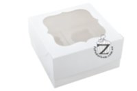 Коробка для 4 кексов с фигурным окном Белая 17 х 17 х 9 см