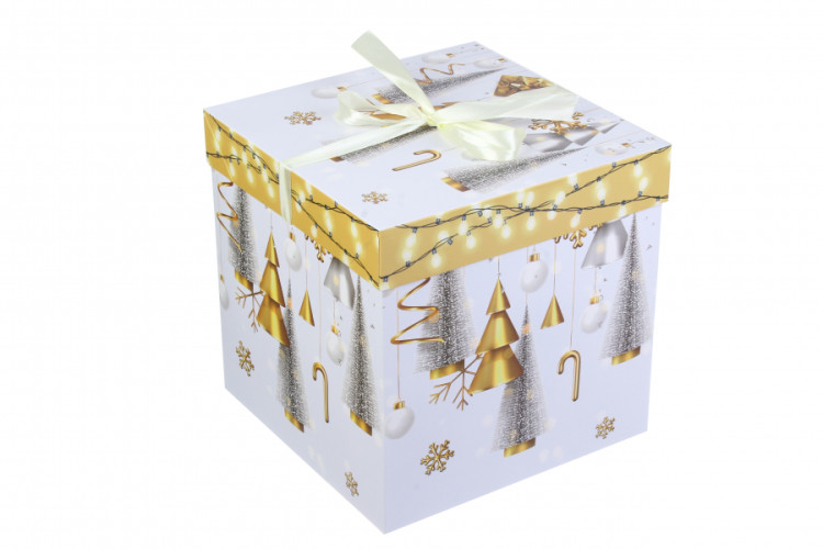 Коробка 22 х 22 х 22 см со съемной крышкой Merry Christmas