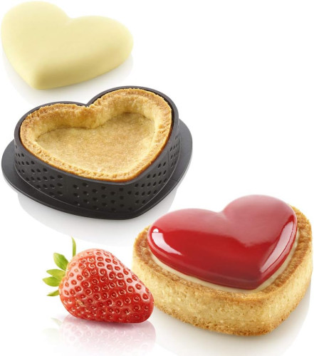 Silikomart TARTE RING AMORE перфорированное сердце из термопластика 80х70х20 мм