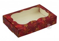 Коробка 15 х 10 х 3 см для пряников с окном Новогодняя Красная