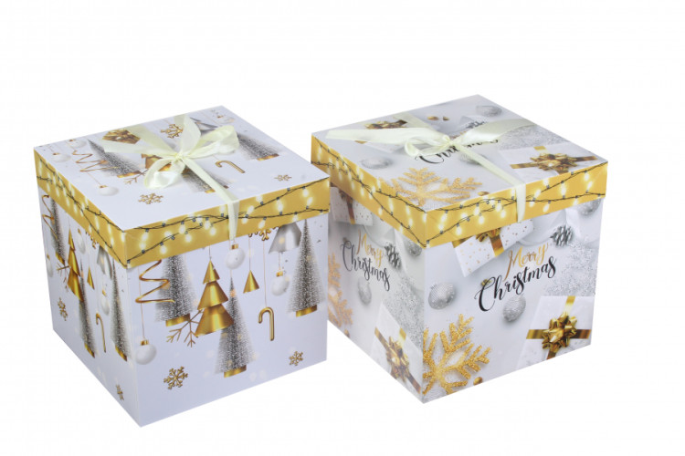 Коробка 30 х 30 х 30 см со съемной крышкой Merry Christmas