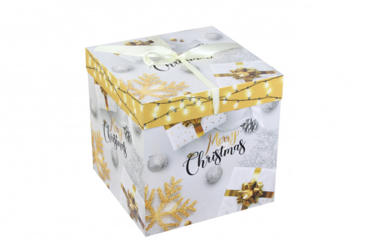 Коробка 30 х 30 х 30 см со съемной крышкой Merry Christmas