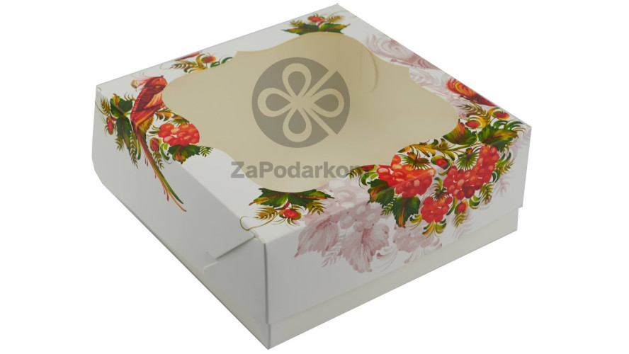 Коробка 15 х 15 х 6 см с окном Калина