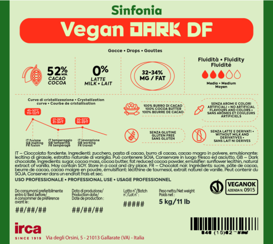 IRCA Sinfonia Vegan 52% веганский натуральный темный шоколад