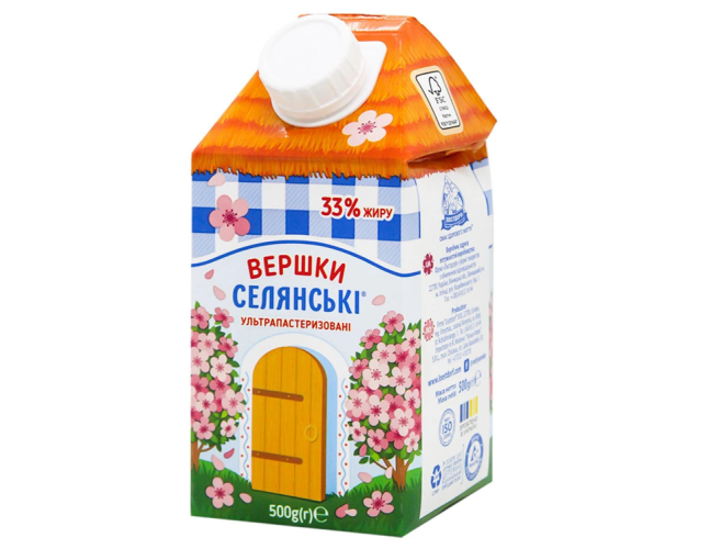 Вершки натуральні Селянські 33%, 500 г