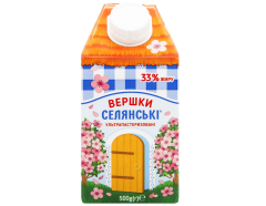 Сливки натуральные Селянские 33%, 500 г