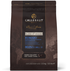 Callebaut 80,1% Kumabo экстра горький черный шоколад, упаковка 2,5 кг