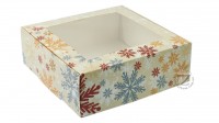 Коробка 20 х 20 х 7 см универсальная с окном Снежинки