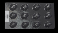 Пластиковая форма (молд) для шоколада Яйцо мини (цветочек) 32х22х10 мм, 12 ячеек