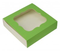 Коробка - пенал 12 х 12 х 3 см Салатовая с окном