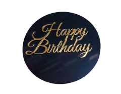 Торцевой топпер для торта пластиковый зеркальный (золото) Happy birthday