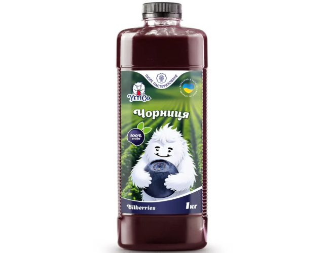 YetiCo (Украина) Черника пюре пастеризованное 10% сахара, 1 кг