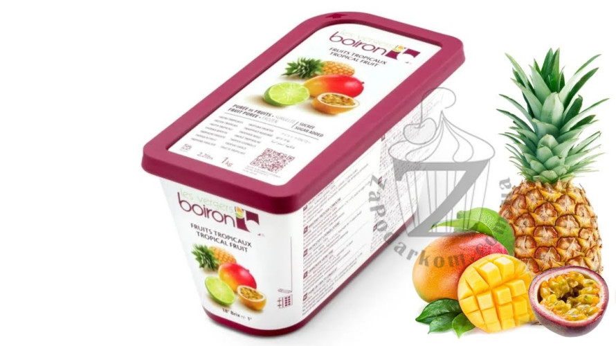 BOIRON (Франция) Тропические фрукты (ананас, манго, маракуйя, лайм) пюре замороженное натуральное с сахаром, 1 кг