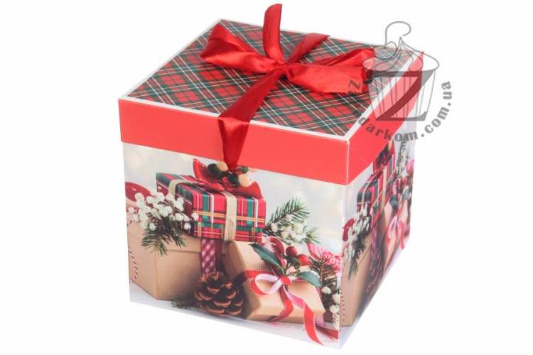Коробка 15 х 15 х 15 см со съемной крышкой Рождество (Подарки)