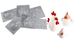 Pavoni KT155 Курочки Семья (курочка, петушок, цыпленок) набор форм для шоколада