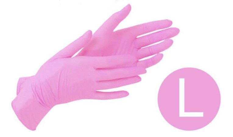 Перчатки нитриловые неопудренные pink, размер L