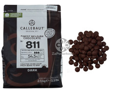 Callebaut 54,5% рецепт №811 натуральный темный шоколад в каллетах, упаковка 2,5 кг