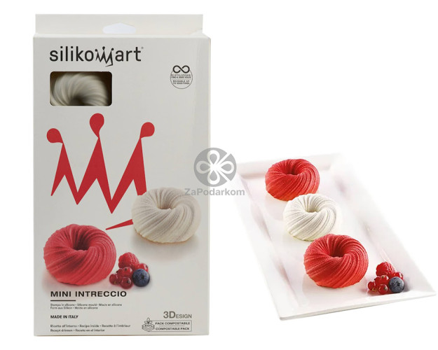 Silikomart MINI INTRECCIO силиконовая форма 6 ячеек 75х35 мм