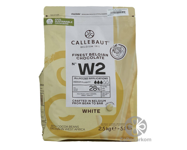 Callebaut W2 28% натуральный белый шоколад универсальный, упаковка 2,5 кг