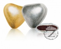 Сердечки шоколадные серебряные большие 25 мм